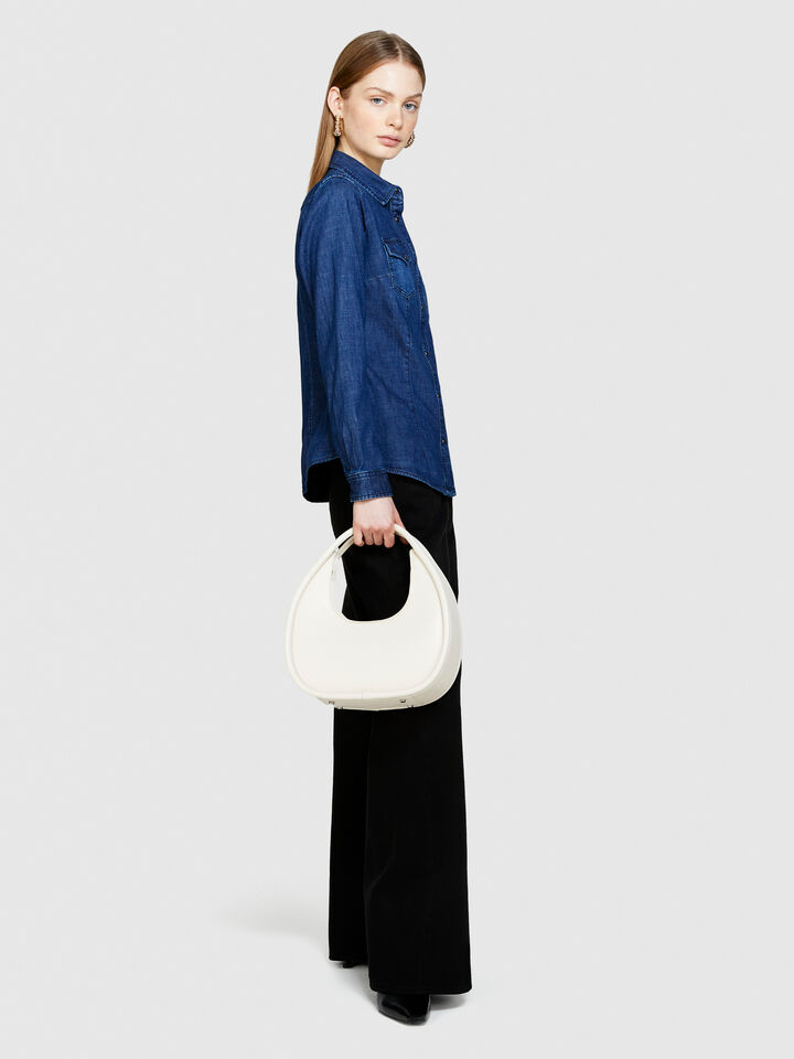 Slim fit denim shirt - women's shirts - Dark Blue | Sisley image number 2